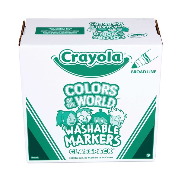 Crayola Ultra-Clean Washable Marker Classpack, Broad Bullet Tip, 8 Assorted Colors, PK192, 192PK 588208